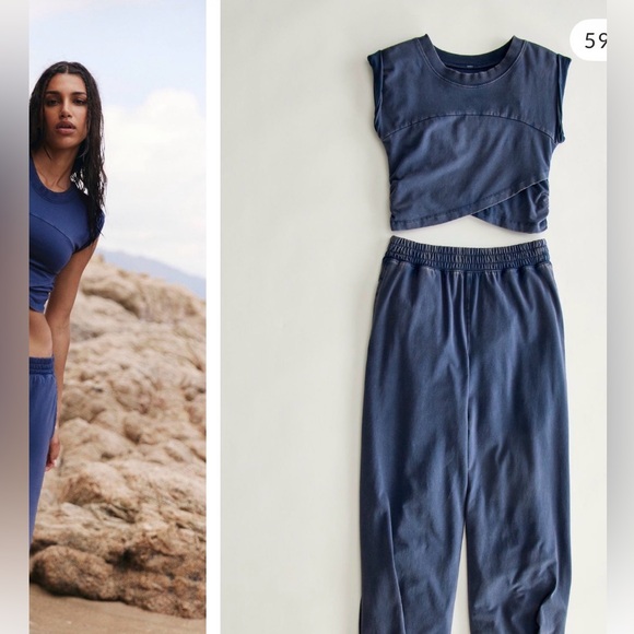 NWT Free People hotshot crossover SET size Large midnight NAVY - Picture 2 of 5